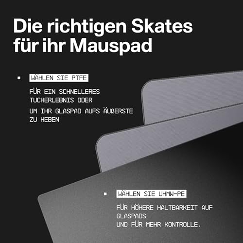Wallhack UHMW-PE Maus Dot-Skates Still | Premium Skates für Gaming Mäuse | Ultra-Glattes Gleiten auf Stoff & Glaspads | Geschwindigkeit & Kontrolle | Haltbar & Einfach Anzuwenden | Schwarz, 7mm
