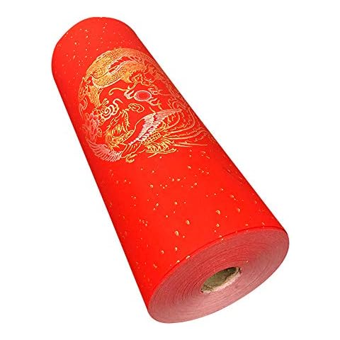 Red Raw Rice Paper Paper Cut Chinese Calligraphy Wedding Party DIY Couplet Chinese New Year Calligraphy Rice Red Paper (Dragon and Phoenix) Cover