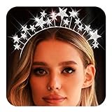CAKURE Star Headband Halo Crown Headpiece Silver Star Tiara Hair Accessories for Women