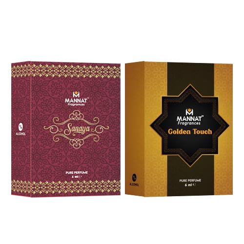 Mannat Sanaya & Golden Touch Attar | Concentrated Perfume Oil | Long-Lasting Roll-On | Unisex Fragrance | 6ML (Pack of 2)