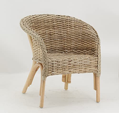 AubryGaspard Fauteuil Enfant en poelet Gris Pieds en rotin