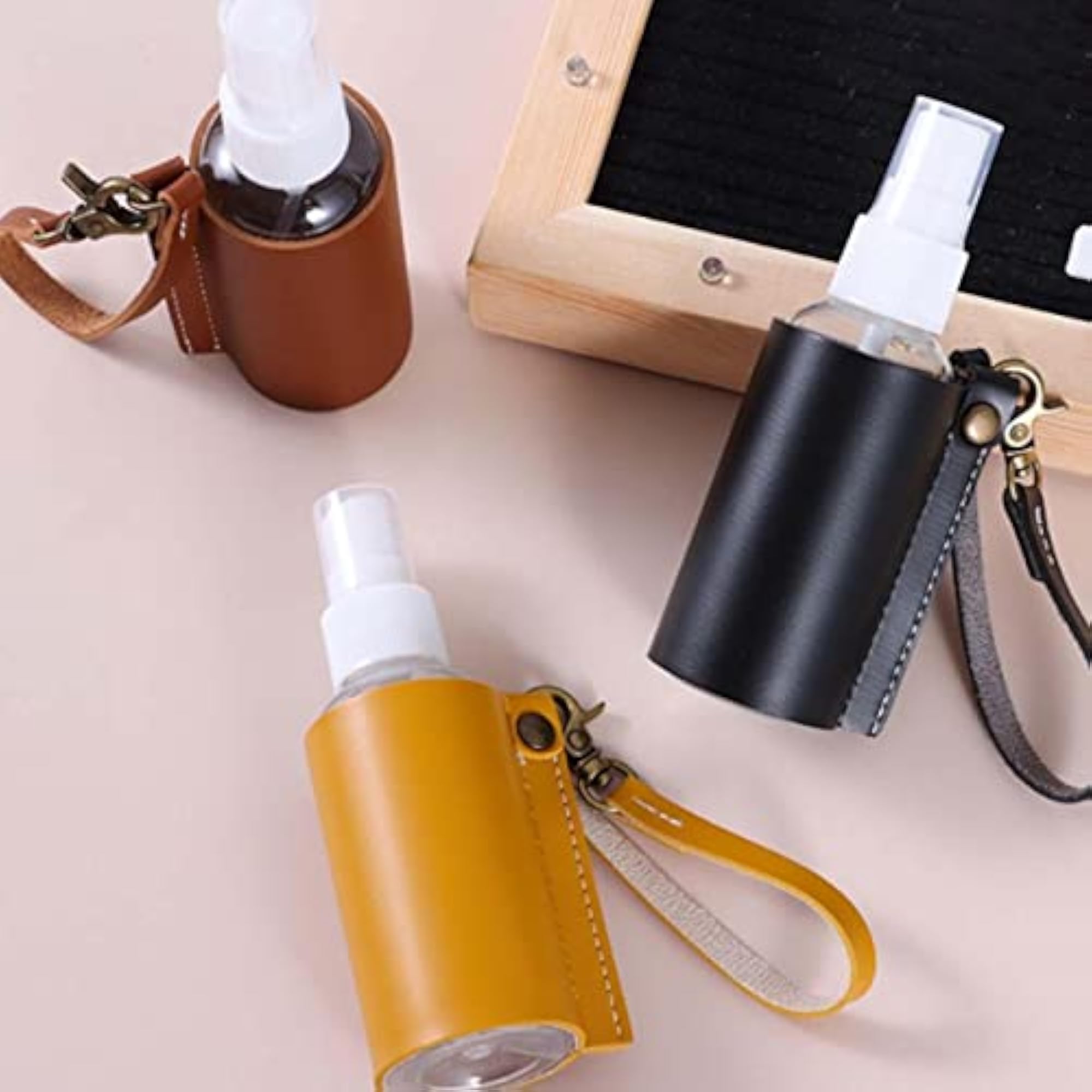 Empty Bottle with Leather Sleeve Holder for Lotion