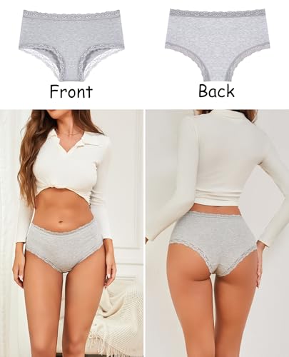 Sth Big Cotton Underwear for Women High Waisted Womens Underwear Pack Sexy Lace Edge Bikini Cheeky Panties Brief2