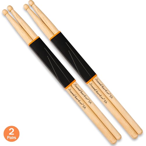 Sound Harbor Drum Sticks 5A Wood Drumsticks Maple Snare Drumstick 2 Pair thumb #1