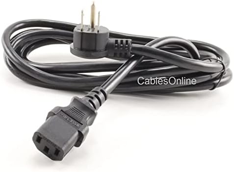 CablesOnline , 10ft Flat Plug AC Power Cord, Flat Right-Angle NEMA 5-15P to IEC C13, 16 AWG, PC-31610L