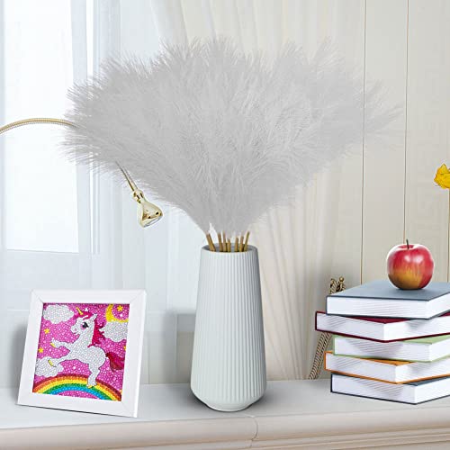 Faux Pampas Grass Set Of 8, 70Cm/27.5Inch Fluffy Dried Flowers Apply To Living Room-Wedding-Home Decor Feather For Artificial Grass In Boho Decorative Floral And Vase Fake Grass & Floral Decor #TOP1