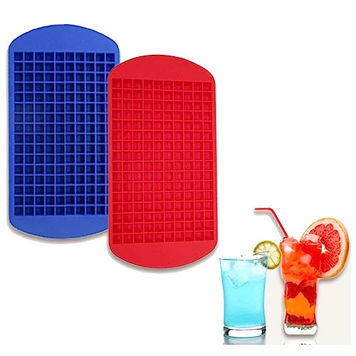 Tiny Cavity Silicone Ice Cube Tray 2 Pack - Small Ice Maker Mold For Freezer, Cocktails - Stackable, Bpa Free & Odor Free - Silicon Square Ice Cube Tray (Blue And Red) #TOP26