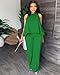 BXBY Two Piece Sets for Women Summer Pleated Ruffle Hem Sleeveless Top Wide Leg Pant Outfits Casual Vacation 2024 Tracksuit Green S