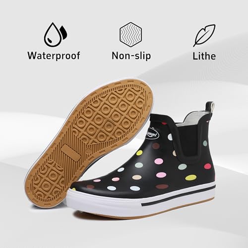 RAINANGEL Rain Boots for Women and Men,Unisex Ankle Rain Shoes Anti-Slipping Rainboots with Comfortable Lightweight Garden Rubber Rain Boot and Outdoor Work Shoes,Waterproof Fishing Deck Boots3