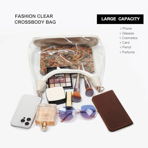 Clear Shoulder Bags for Women, Stadium Approved Cute Hobo Tote Crossbody Handbag Mini Clutch Purse4