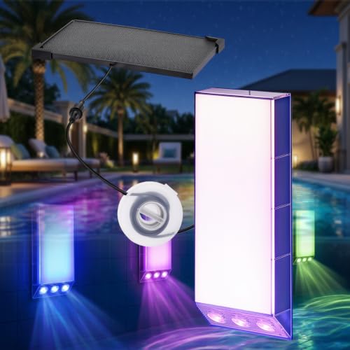 Image of Neoglint Solar Pool Lights for Inground & Above Ground Pools Magnetic | 38 LEDs with 30+ RGB color modes, IP68 submersible immersion-rated and smart auto timer for your backyard oasis