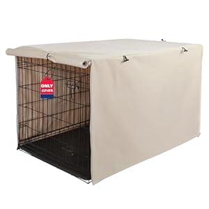 Deblue Heavy-Duty Dog Crate Cover, Privacy Pet Kennel Cover Universal Fits for 36 Inches Wire Cage, Polyester Crate Cover Fit for 1 2 3 Doors Crate (Tan)