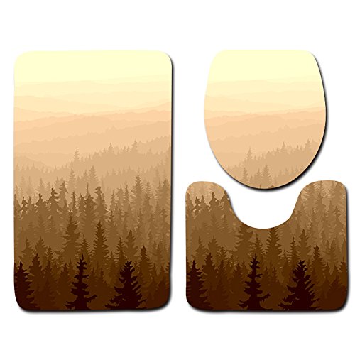 SJSF L Tapis De Bain Ensemble 3 Pièce Fibre De Polyester Extra-Confortable Coffre-Fort Tapis De Bain Non-Glissant Dos De Latex Tapis De Bain Facile À Laver Tapis De Toilette,6 Cover