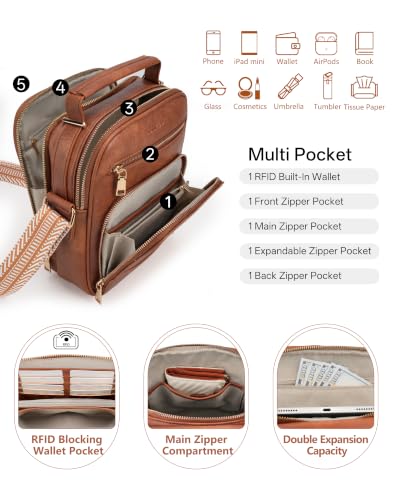 Image of Large Womens Crossbody Purse, Built-in Wallet Shoulder Bag