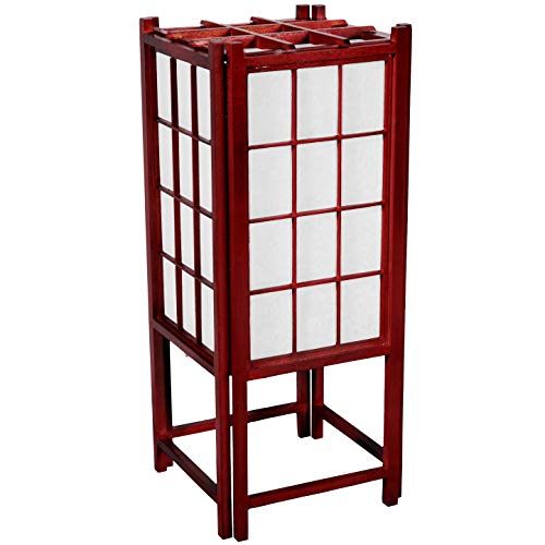 Image of Red Lantern 18 inch Window Pane Shoji Lamp, Rosewood
