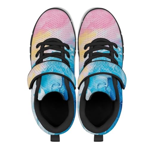 MARSVOVO Girls Single Buckle Shoes Little Kid Trendy Print Graphic Outdoor Running Training Lightweight Comfy Sneakers