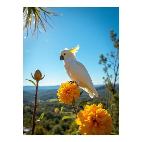 GVYGVY - Kit de pintura de diamante para adultos - Loro soleado sobre flor de caléndula - Kit de pintura de diamante sin marco para adultos y principiantes - 30,5 x 40,6 cm - Decoración de pared