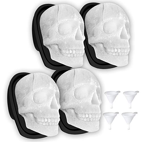 Große 3D-Totenkopf-Eisform aus Silikon, Totenkopf-Eiswürfelformen mit Trichtern für große Mundbecher, langlebig… – Ansicht 1