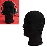  Tefamore Schwarz Männlich Kopf Modell,Styropor Schaum Schaufensterpuppe,Dummy-Perücke Brille Hut Display-Ständer