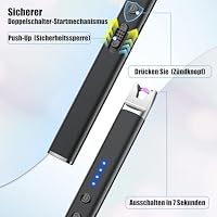 LcFun Lichtbogen Feuerzeug Elektrisch, Stabfeuerzeug USB Aufladbar – Ansicht 3