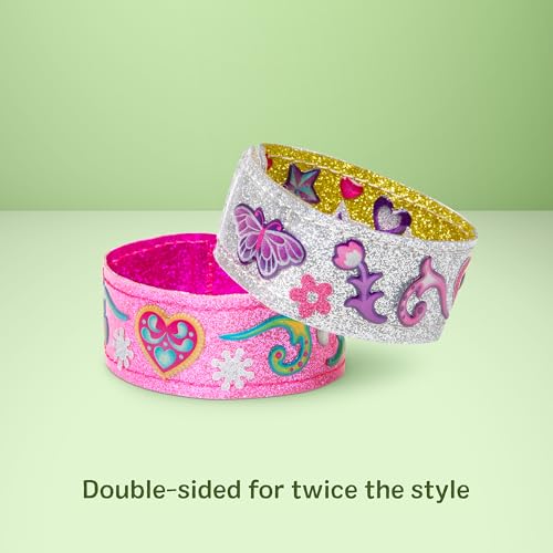 Melissa & Doug Design-Your-Own Bracelets with 100+ Sparkle Gem and Glitter Stickers Kids Snap Bracelets, Kids Stickers, Jewellery Crafts for Ages 4+