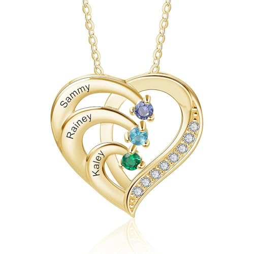 Lam Hub Fong Collana con Nome Personalizzabile Ciondolo Cuore Argento 925 Collana Donna Oro Rosa/Argento Regalo per Natale Festa Della Mamma San Valentino