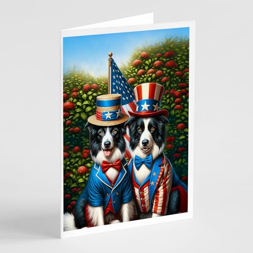 Caroline's Treasures All American Border Collie Greeting Cards Pack of 8 Blank Cards with Envelopes Whimsical A7 Size 5x7 Blank Note Cards