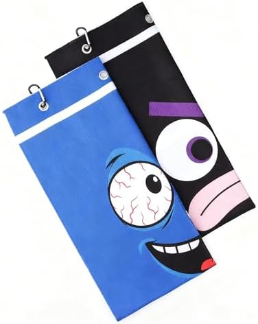 2 Pieces Funny Golf Towel Microfiber Embroidered Ball Towels for Women Ball Bags with Clips Accessories Waffle Pattern for Mother Golf Fan Birthday Gifts (Black Blue,Humorous Style)