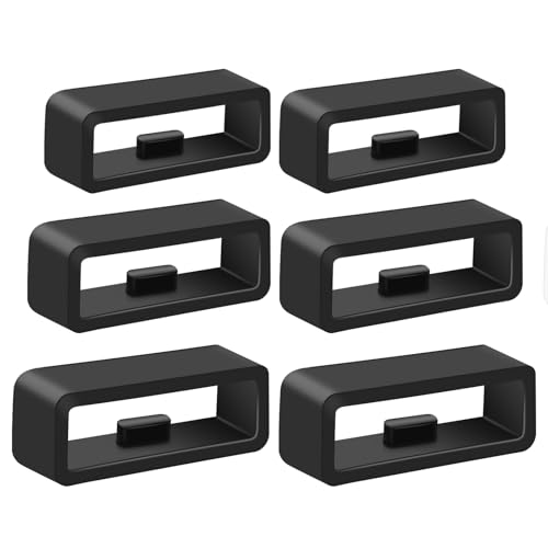 Meliya 6 Pcs Watch Band Keepers, 18mm/20mm/22mm Silicone Watch Strap Holder Loop Watch Strap Keeper Replacement Watch Band Fastener Rings for Smart Watch Band (Black)