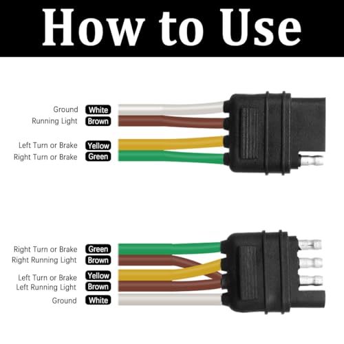 Image of 50ft 5 Wire 4Pin Trailer Wiring Harness,Extended Length Trailer Wiring Kit,4-Way Trailer Light Wire for Trailers RV Boat Marine
