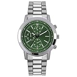 NUOVO Orologio al quarzo da uomo 44mm simulare cronografo con cinturino in acciaio inossidabile alla moda impermeabile minimalista orologio da uomo quadrante verde