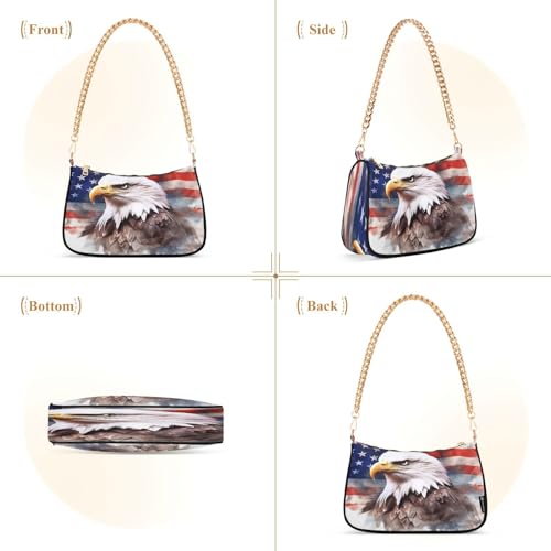 Image of Shoulder Bags for Women American US Flag Independence Day Patriotic Hobo Tote Handbag Small Clutch Purse with Zipper Closure
