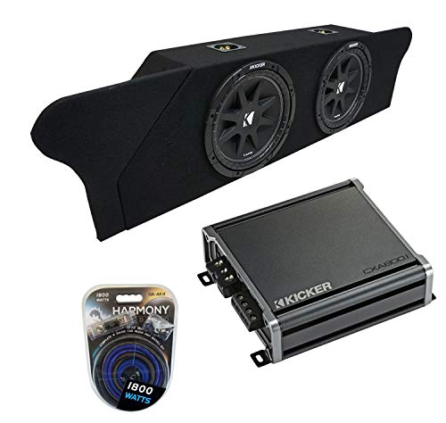 Compatible with 2012-2015 Chevy Camaro Coupe Trunk Kicker Bundle Comp C12 Dual 12" Sub Box Enclosure & CXA800.1 Amp