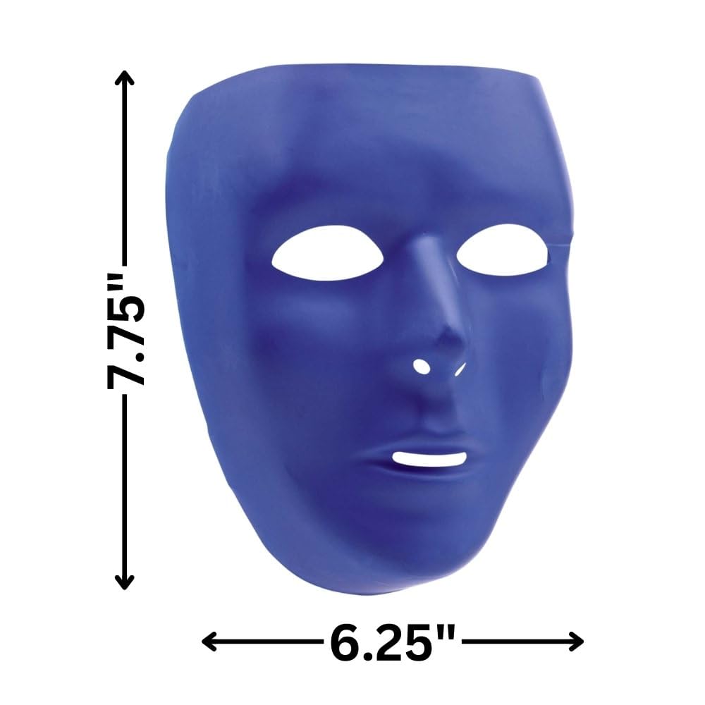 Blue Plastic Full Face Masks - 6.25
