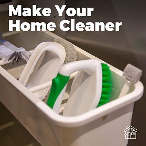 Holikme 5 Pack Scrubbing Brush SetScrub Brush&Grout and Corner brush&Scrub pads with Scraper Tip&Scouring padsfor bathroom,Floor, Tub, Shower, Tile, Bathroom and Kitchen Surface