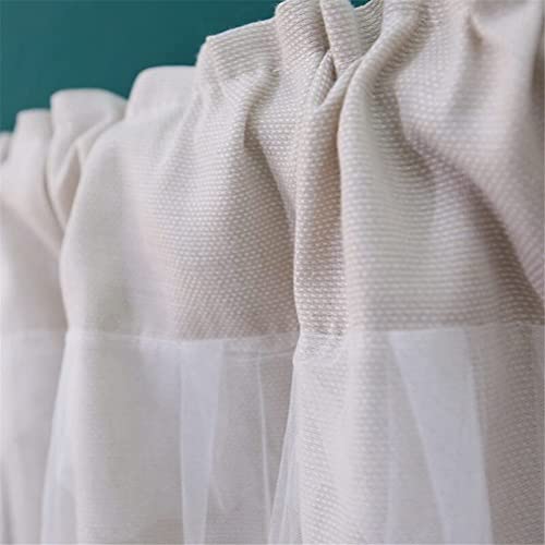 Cortina para varilla oscureciente gris de baño estilo rural con encaje 7