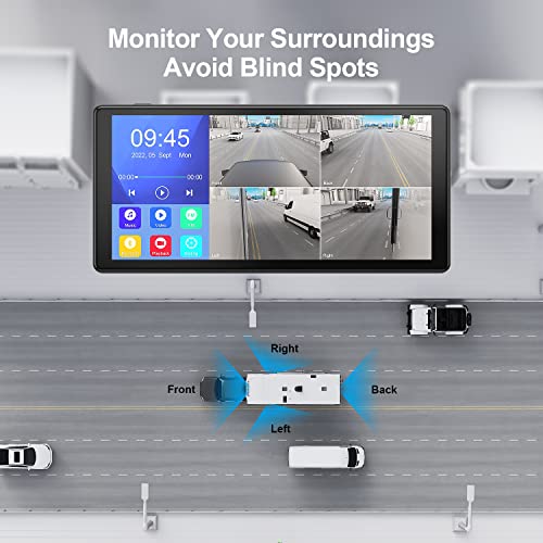 Image of Fookoo 4K RV Backup Camera System, 10.36 inch Touch Screen Monitor, HD 1080P Front Rear Side View Cameras, Recording Bluetooth MP3 MP5 Parking Lines Waterproof for RV /Trailer /Bus - D1036