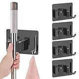 ✔ MULTIPLES USOS: Puede instalar este soporte de almacenamiento montado en la pared en cualquier superficie para colgar escobas, trapeadores, estantes, llaves, paraguas, cepillos, recogedores, guantes, plumeros, bates de béisbol, etc.