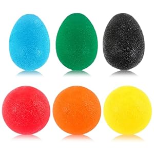 UZSUZZ 6 stuks anti-stress bal, handfysiotherapiebal, handtherapiebal, voor het verlichten van angst en revalidatie, ovale en ronde stressballen