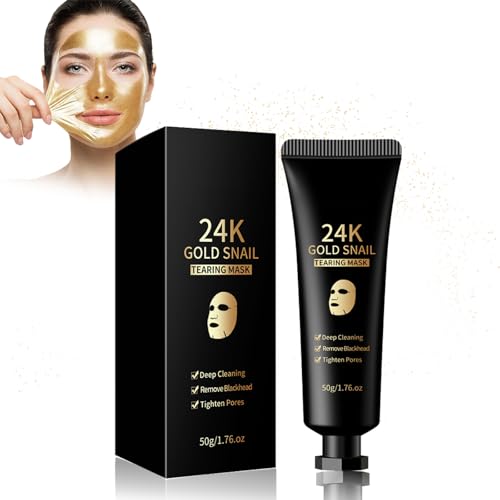 24K Gold Peel Off Mascarilla Facial, Mascarilla Hidratante, Gold Foil Peel Off Mask, Antienvejecimiento Faciales para Hidratación, Antiarrugas, Limpieza, Mejora La Sequedad La Piel, Reducción poros