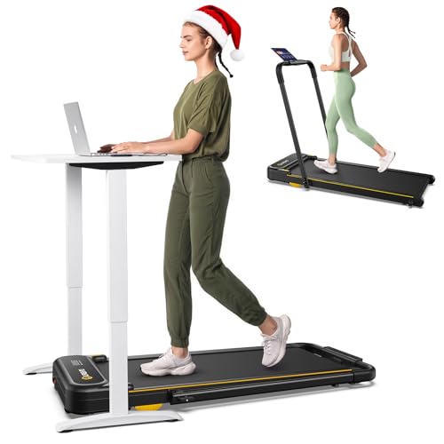 Cinta de Correr Inteligente, 2 en 1 para Andar y Correr, Walking Pad Escritorio para Hogar/Oficina, Cinta de Andar Plegable con App UREVO, Programa de Música con IA, Silenciamiento con un Solo Clic