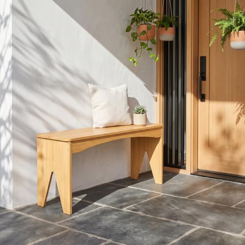 Image of APRTAT Bamboo 35.4 inch Dining Room Bench, Long Indoor Shoe Bench Seat, Natural | 450LBS Weight Capacity, 2-Person Seat, Rounded Safety Corners, Multi-Scene Use, Easy Assembly