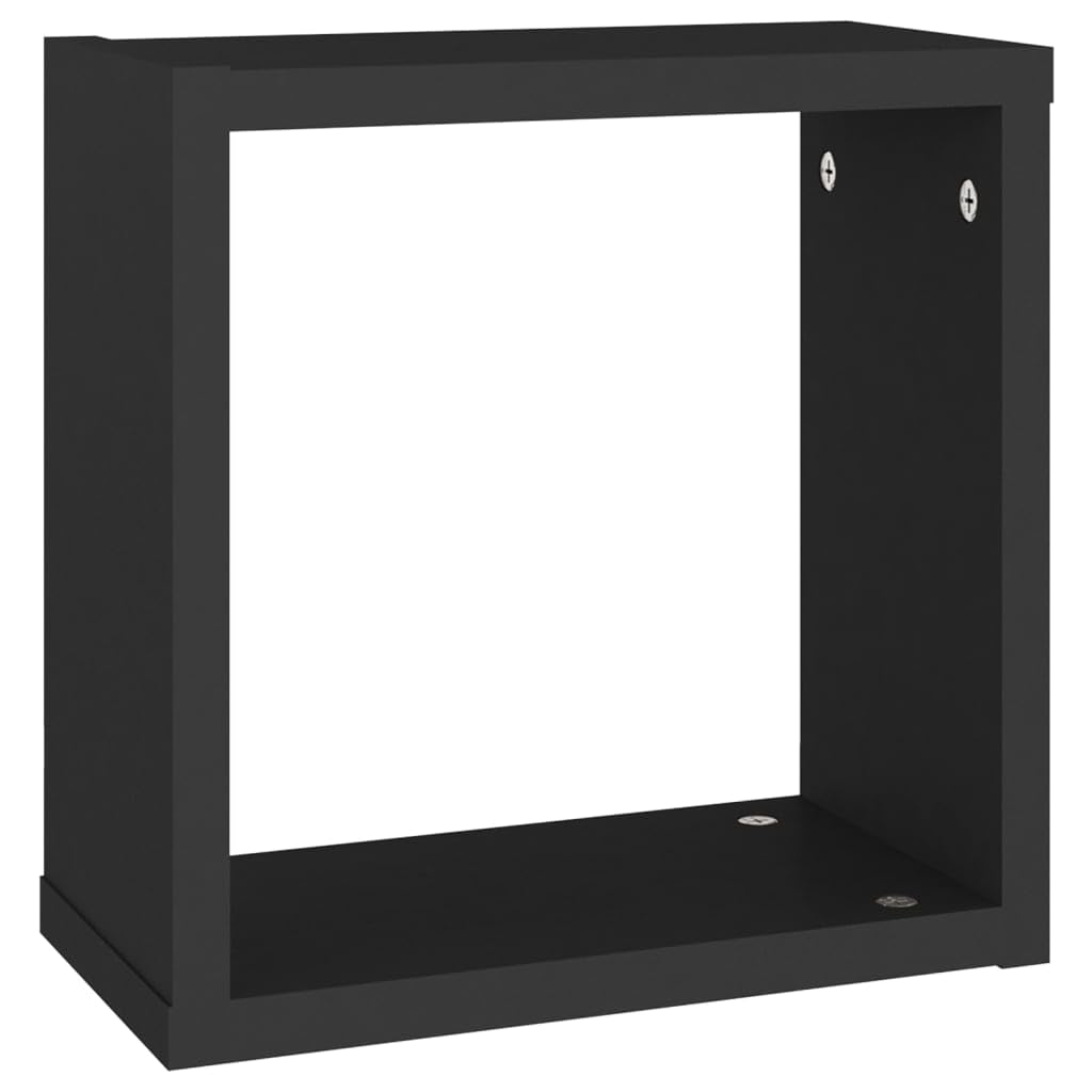 Scaffalature, mensole da parete e sporgenze, mensole cubiche da parete, 4 pezzi, nero, 30 x 15 x 30 cm