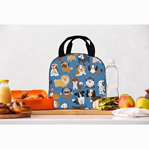 Zoczos Cute Dog Insulated Lunch Box Puppy Set Cartoon Doggy Domestic Mammal Shepherd Reusable Zipper Cooler Tote Bag For Work Picnic Camping #TOP6
