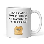 Confidently Quirky - Funny Gluten Intolerance White Mug, Coeliac Disease Joke Gift, Gluten Free Birthday Gift, Funny Gluten Intolerant Friend, No Gluten Coworker