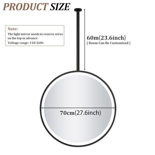 Miroir de plafond circulaire LED pour résoudre le manque de place et d'éclairage