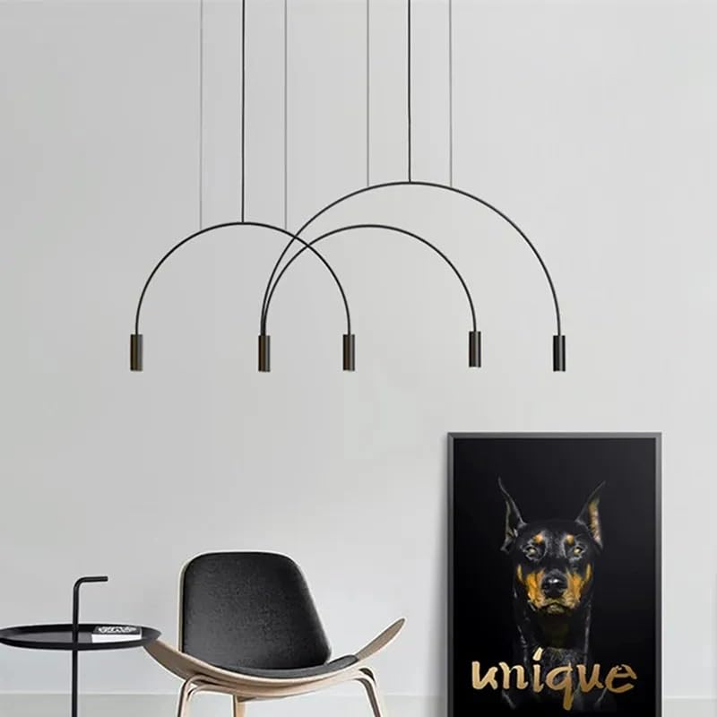 Lustre design moderne 5 têtes noir avec technologie white light intégrée
