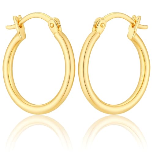 14K Gold Huggie Earrings for Women 16mm Small Hoop Earrings Gift for Her Ideal for Mom Wife Girlfriend on Anniversary Birthday Valentines Day16mm