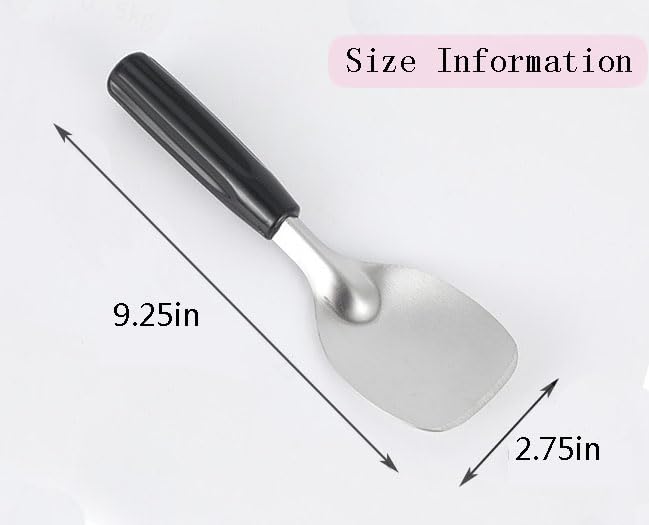 Forieru 2-Pack Heavy Duty Stainless Steel Ice Cream Paddles, Flat Spade With Non-Slip Grip, For Hard & Soft Serve Desserts, Commercial & Home Use