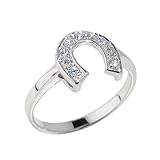 Fine 14k White Gold Lucky Diamond Horseshoe Ring (Size 6.75)